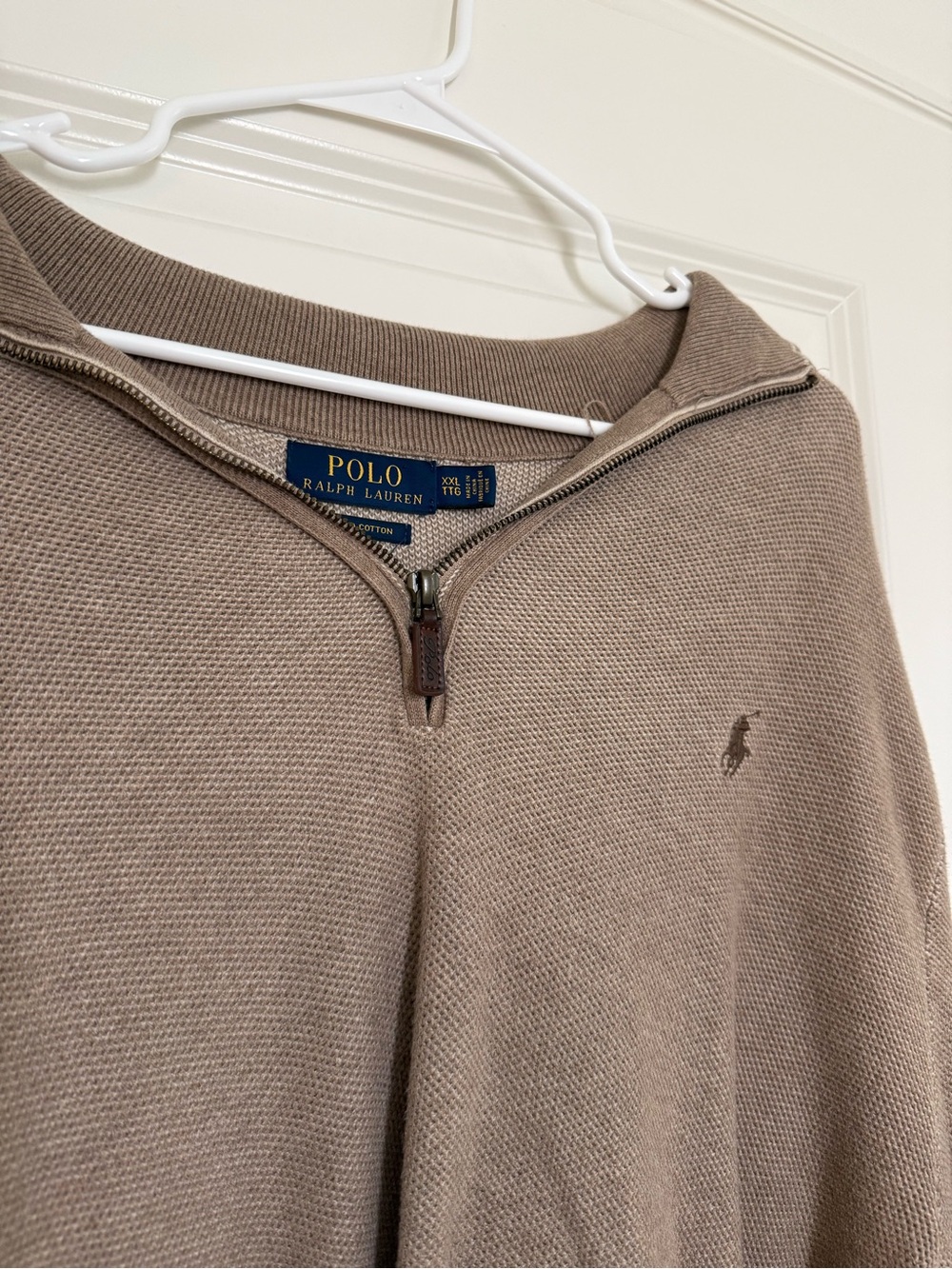 Polo by Ralph Lauren Men's Zip-Neck Sweater in Taupe Brown